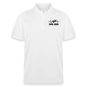 Papa 2024 Frequenz Herschlag Der Papa zum Vatertag - Stanley/Stella Unisex Bio-Poloshirt PREPSTER - Weiß - Vorne - Roxy (174cm) & Andy (188cm)