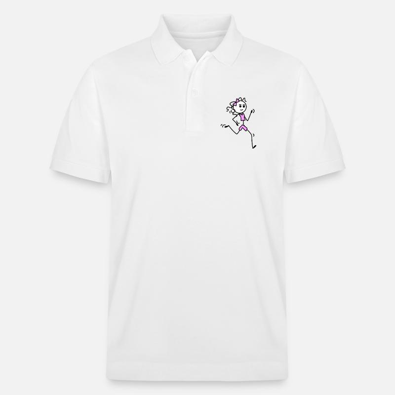 Ich laufe, Läufermädchen mit Fliege - Stanley/Stella Unisex Bio-Poloshirt PREPSTER - Weiß