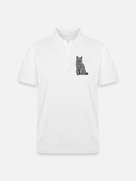 Britisch Kurzhaar Katze - Stanley/Stella Unisex Bio-Poloshirt PREPSTER - Weiß