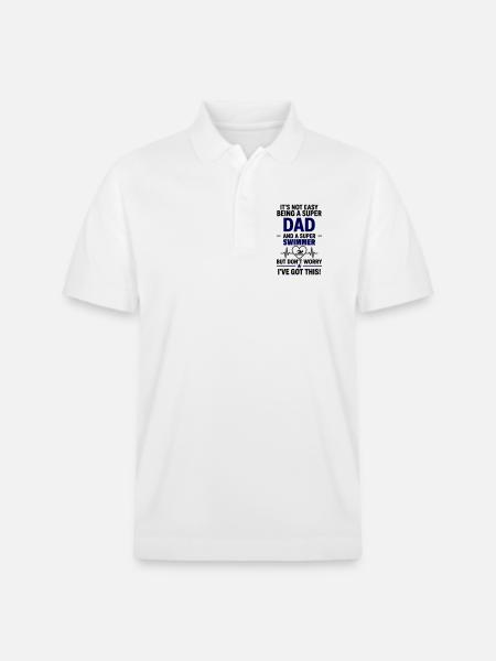 Heart + Swimming – Super Dad Swimmer - Stanley/Stella Unisex Organic Polo Shirt PREPSTER - white
