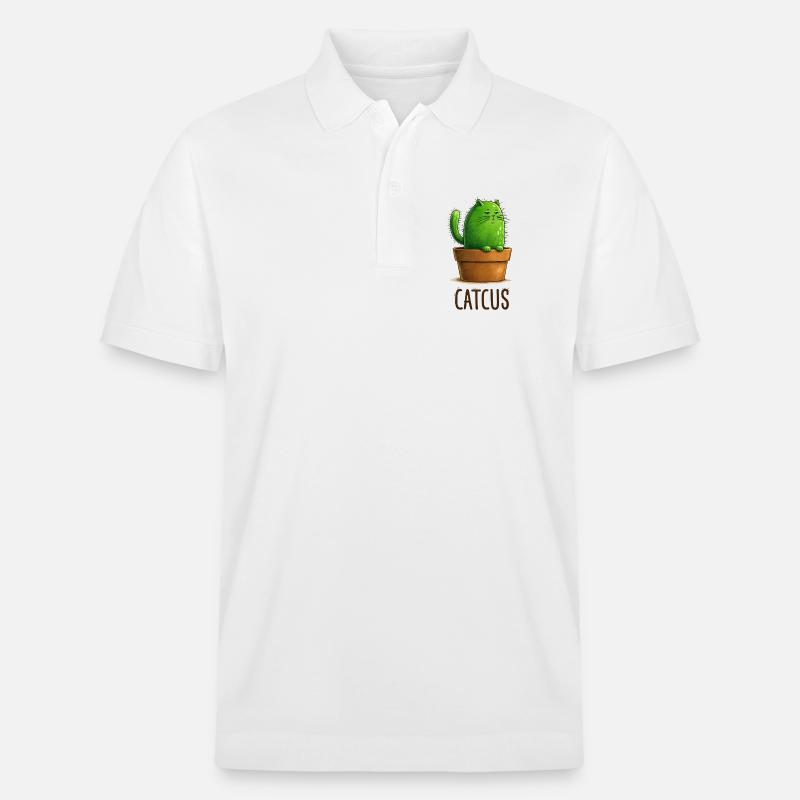 Catcus – Cactus Cat avec Attitude - Polo PREPSTER bio Stanley/Stella Unisexe - blanc
