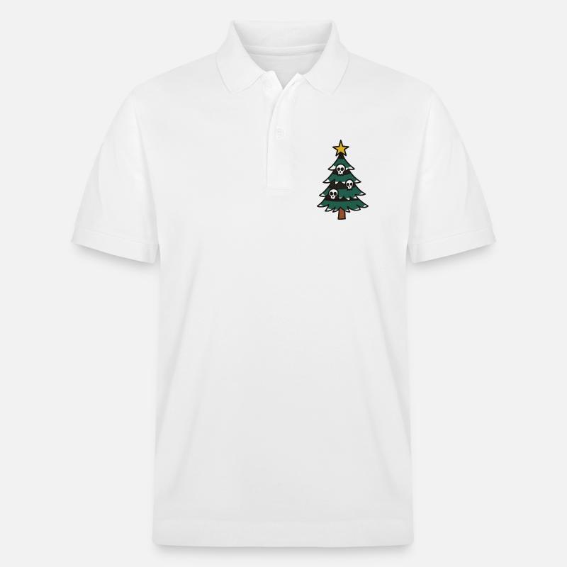 Düsterer Weihnachtsbaum mit Totenköpfen - Stanley/Stella Unisex Bio-Poloshirt PREPSTER - Weiß