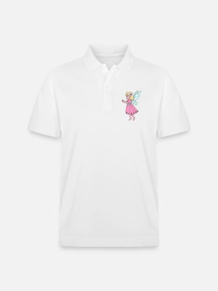 Mignonne Fée en robe rose - Polo PREPSTER bio Stanley/Stella Unisexe - blanc