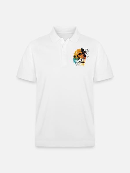 Aquarelle Surfeur - Polo PREPSTER bio Stanley/Stella Unisexe - blanc