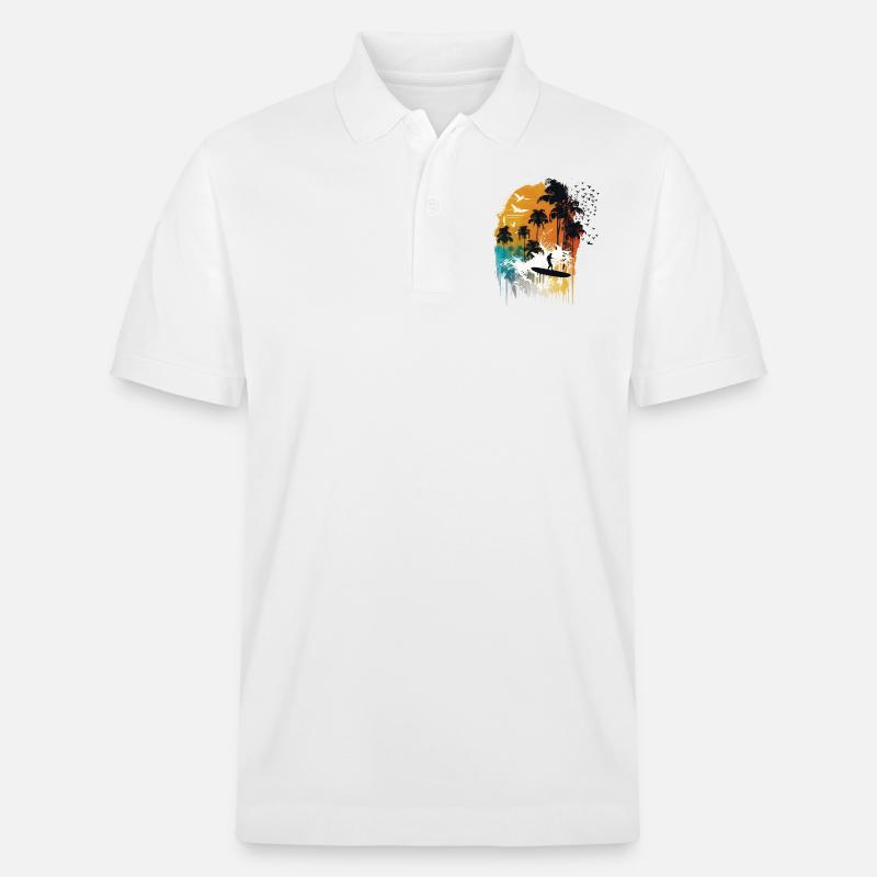 Aquarell Surfer - Stanley/Stella Unisex Bio-Poloshirt PREPSTER - Weiß
