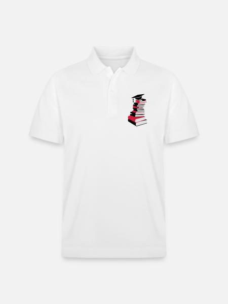 Bücherstapel mit Doktorhut - Stanley/Stella Unisex Bio-Poloshirt PREPSTER - Weiß