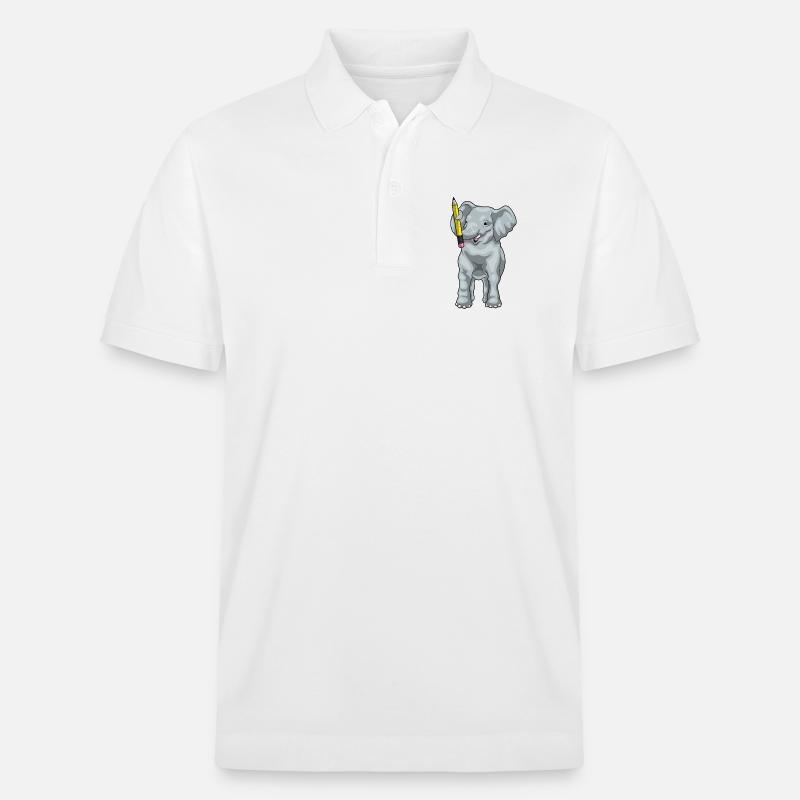 Elefant Schüler Bleistift Schule - Stanley/Stella Unisex Bio-Poloshirt PREPSTER - Weiß