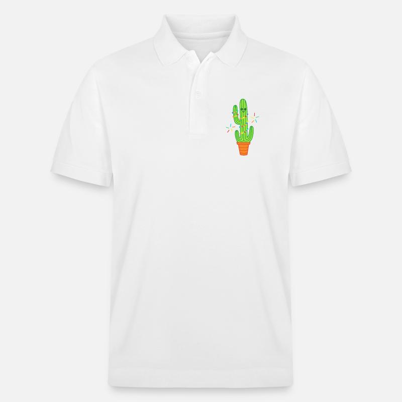 Mignonne bande dessinée Cactus Green - Polo PREPSTER bio Stanley/Stella Unisexe - blanc