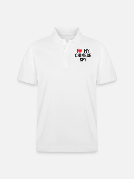 I Love My Chinese Spy - Stanley/Stella Unisex Organic Polo Shirt PREPSTER - white