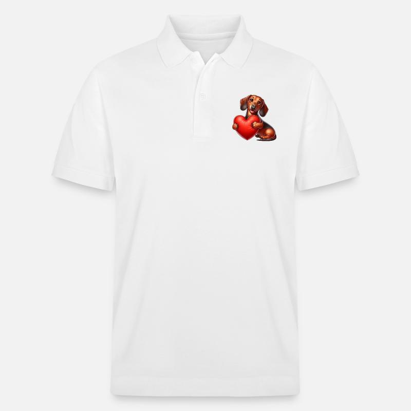 Teckel chiot dessin animé - Polo PREPSTER bio Stanley/Stella Unisexe - blanc