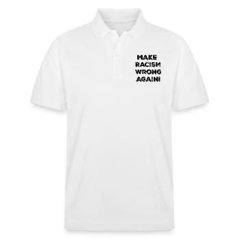 Rassismus ist feige! - Stanley/Stella Unisex Bio-Poloshirt PREPSTER - Weiß - Vorne - Roxy (174cm) & Andy (188cm)