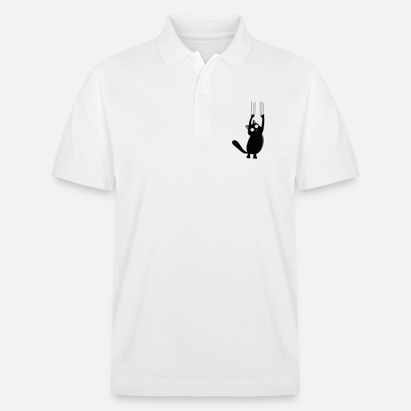 Panic Cat (version noire) - Polo PREPSTER bio Stanley/Stella Unisexe - blanc