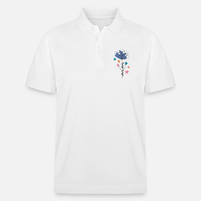 Maman – Conception 🌸💙 de fleurs - Polo PREPSTER bio Stanley/Stella Unisexe - blanc