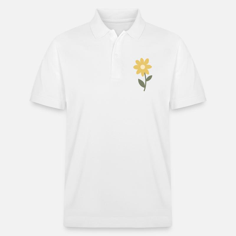 Minimales Blumenblütendesign - Stanley/Stella Unisex Bio-Poloshirt PREPSTER - Weiß
