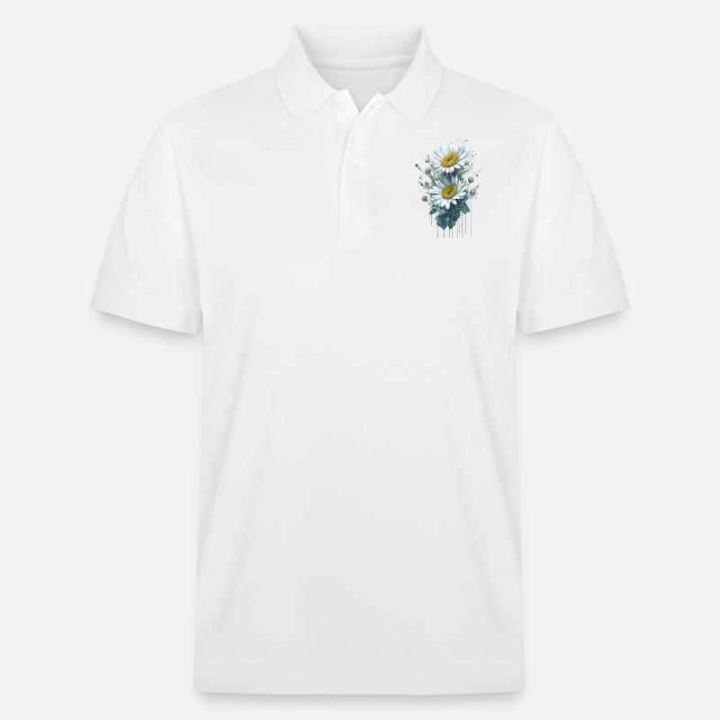Aquarell Gänseblümchenblume - Stanley/Stella Unisex Bio-Poloshirt PREPSTER - Weiß