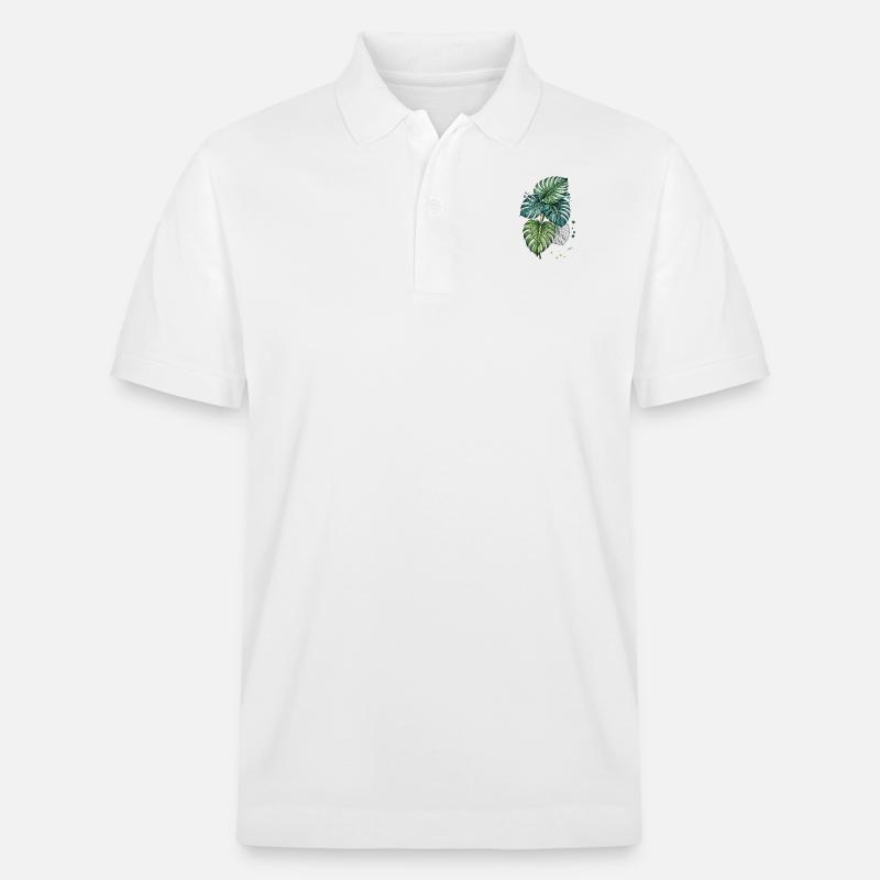 Monstera Bloom avec éclaboussures - Polo PREPSTER bio Stanley/Stella Unisexe - blanc