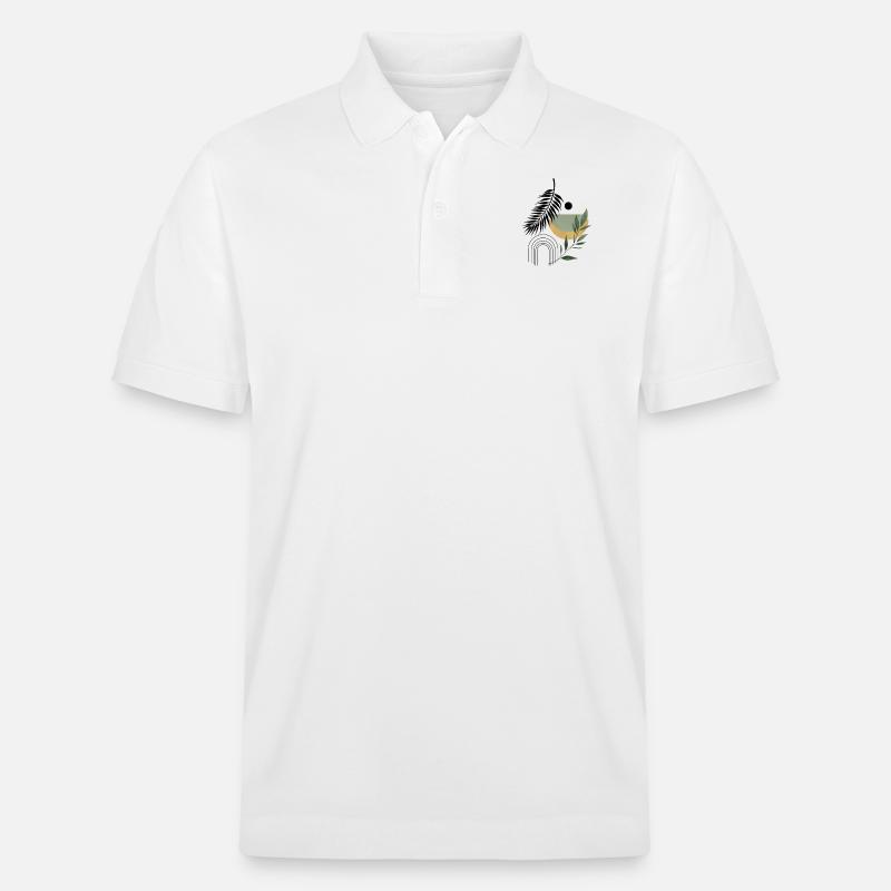Boho Abstrakte botanische Harmonie - Stanley/Stella Unisex Bio-Poloshirt PREPSTER - Weiß