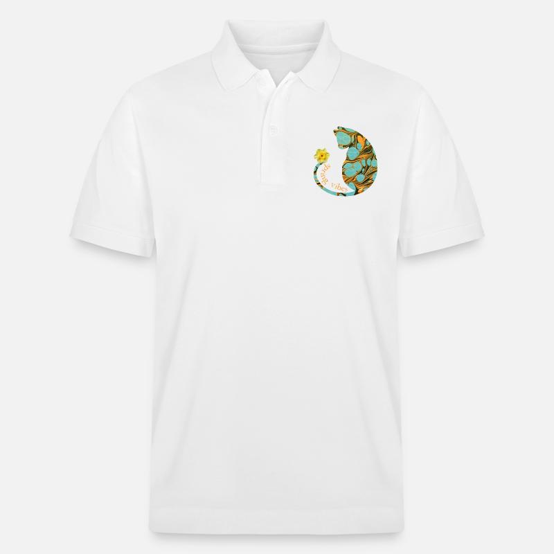 Chat avec fleur E 204 - Polo PREPSTER bio Stanley/Stella Unisexe - blanc