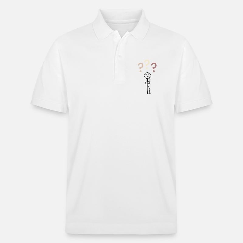 Three Question Marks – Minimal Mystery Design - Stanley/Stella Unisex Bio-Poloshirt PREPSTER - Weiß