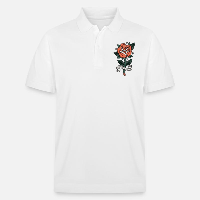 Tatouage old school rose - Polo PREPSTER bio Stanley/Stella Unisexe - blanc