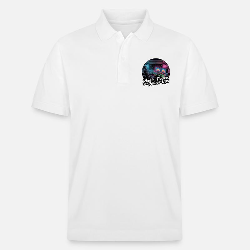 Pixels, Peace & Power-Ups – Gaming-Setup - Stanley/Stella Unisex Bio-Poloshirt PREPSTER - Weiß