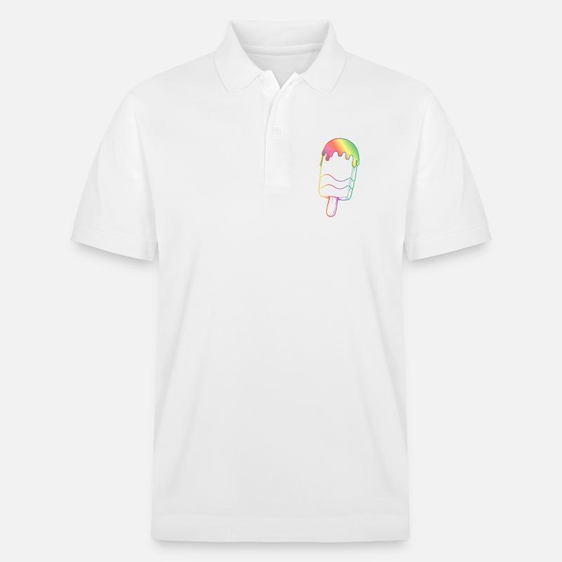 Regenbogen Eis Outline Neon Style  - Stanley/Stella Unisex Bio-Poloshirt PREPSTER - Weiß