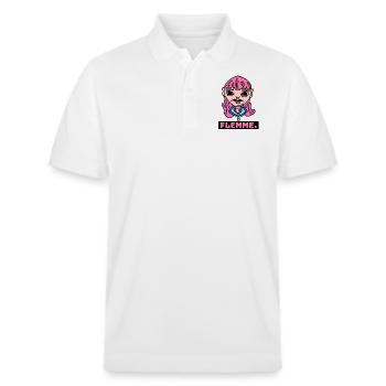 Logo marque Flemme. - Polo PREPSTER bio Stanley/Stella Unisexe - blanc - Devant - Roxy (174cm) & Andy (188cm)