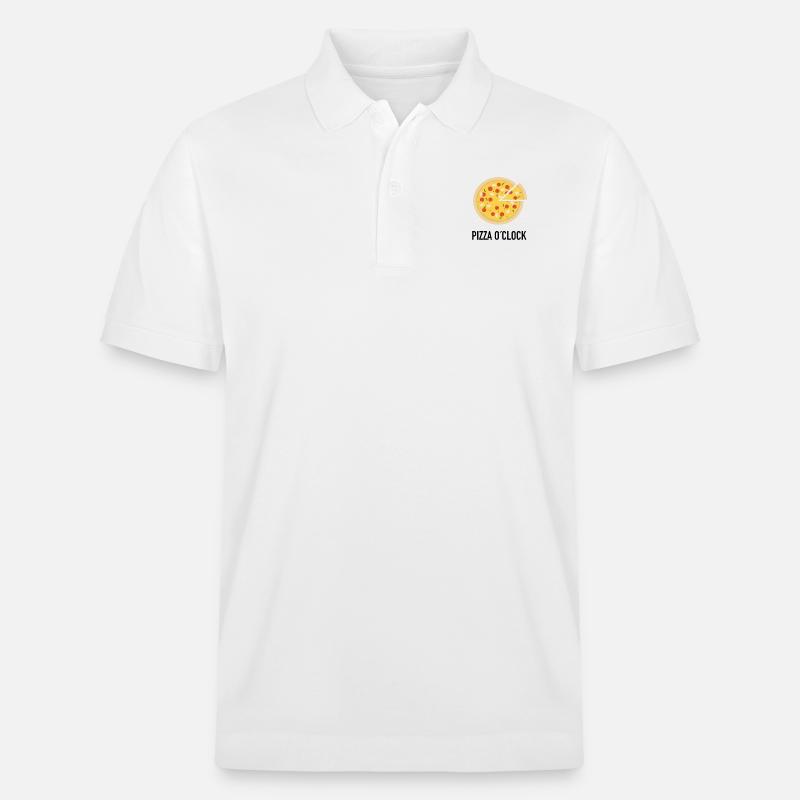 Pizza O´clock Essen als Geschenk - Stanley/Stella Unisex Bio-Poloshirt PREPSTER - Weiß