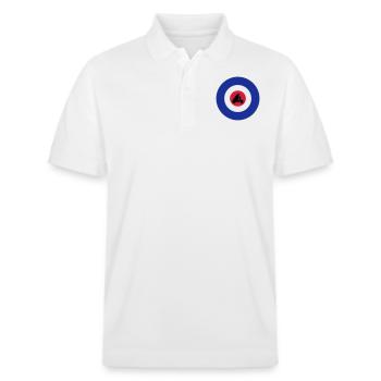 Target with scooter driver - Stanley/Stella Unisex Organic Polo Shirt PREPSTER - white - Front - Roxy (174cm) & Andy (188cm)