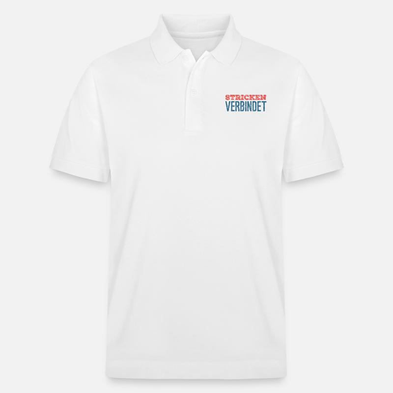 Stricken verbindet - Geschenkfür Stricker - Stanley/Stella Unisex Bio-Poloshirt PREPSTER - Weiß