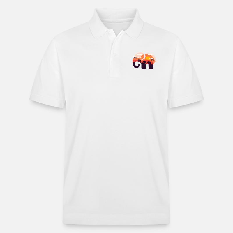 Coucher de soleil savane éléphant - Polo PREPSTER bio Stanley/Stella Unisexe - blanc