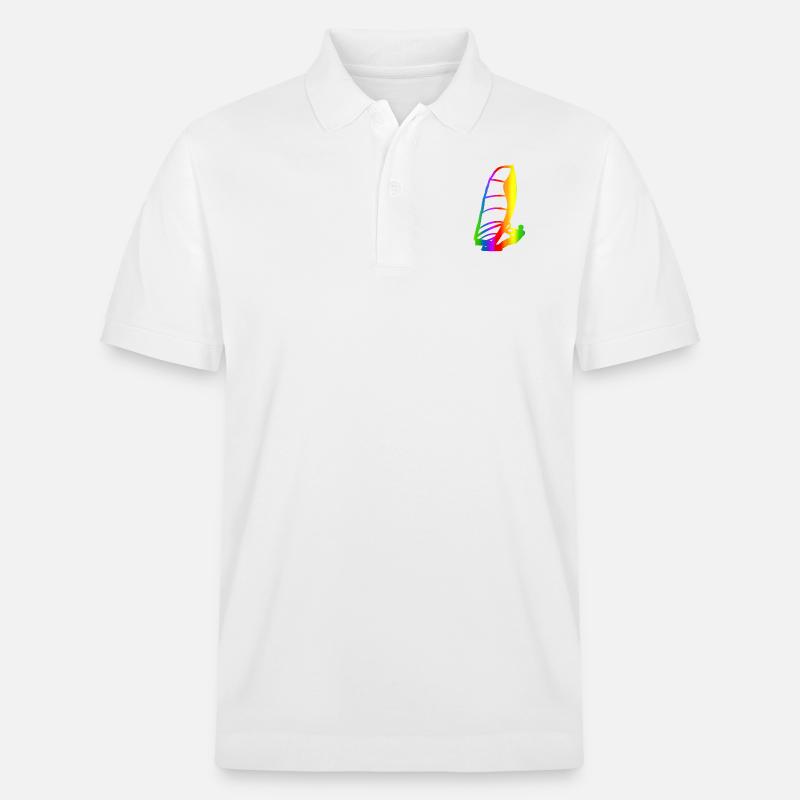 Bunter Windsurfen Regenbogen - Stanley/Stella Unisex Bio-Poloshirt PREPSTER - Weiß