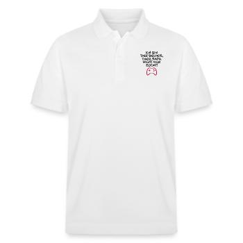 Ich bin der Beweis dass Papa nicht nur zockt - Stanley/Stella Unisex Bio-Poloshirt PREPSTER - Weiß - Vorne - Roxy (174cm) & Andy (188cm)