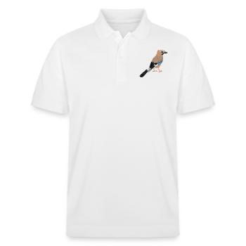 Eichelhäher / Eurasian Jay I - Stanley/Stella Unisex Bio-Poloshirt PREPSTER - Weiß - Vorne - Roxy (174cm) & Andy (188cm)