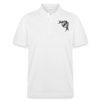 Geometrische Tunnel Linien Unendlichkeit Optik - Stanley/Stella Unisex Bio-Poloshirt PREPSTER - Weiß - Vorne - Roxy (174cm) & Andy (188cm)