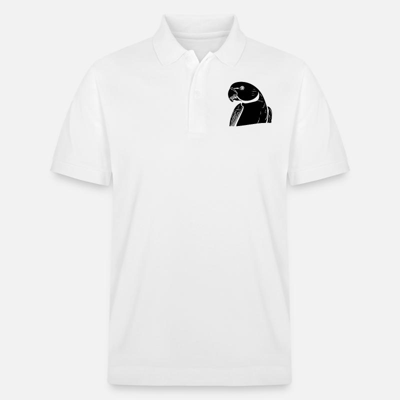 Perruche à collier Portrait Vintage Perroquet Dessin - Polo PREPSTER bio Stanley/Stella Unisexe - blanc