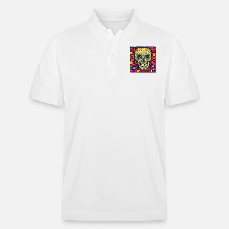 Farbiger Hintergrund mit Schädel - Stanley/Stella Unisex Bio-Poloshirt PREPSTER - Weiß
