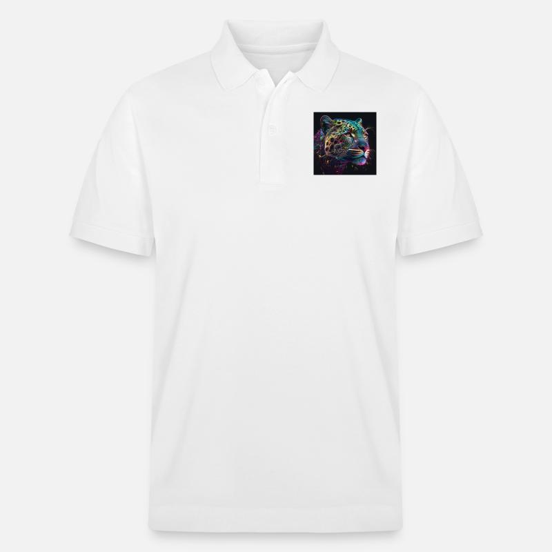 Farbiger Jaguar, einzigartiges Design - Stanley/Stella Unisex Bio-Poloshirt PREPSTER - Weiß