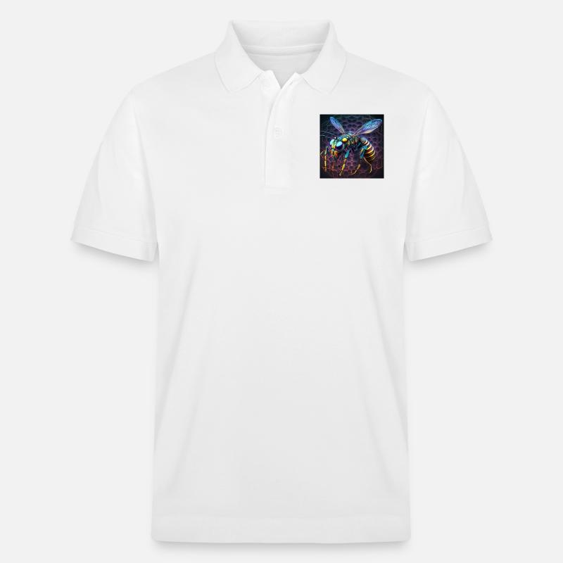 Farbige Wespe, einzigartiges Design - Stanley/Stella Unisex Bio-Poloshirt PREPSTER - Weiß