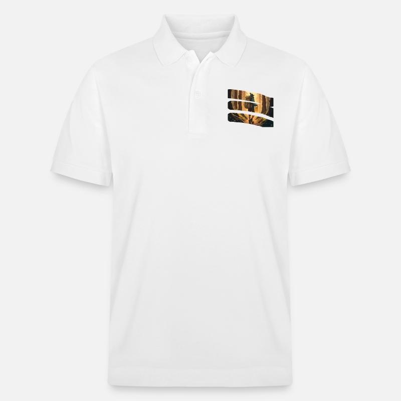 Wanderer im Wald mit Bier - Stanley/Stella Unisex Bio-Poloshirt PREPSTER - Weiß