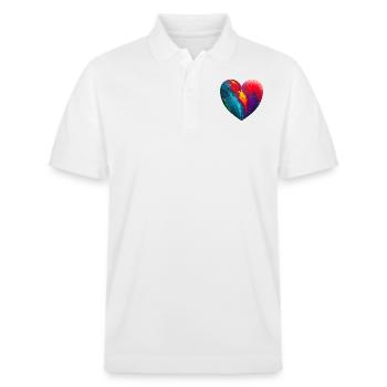Cœur aux couleurs vives - Polo PREPSTER bio Stanley/Stella Unisexe - blanc - Devant - Roxy (174cm) & Andy (188cm)