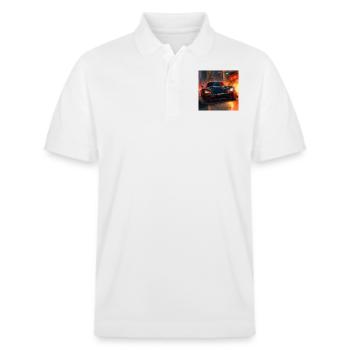 car with the headlights - Stanley/Stella Unisex Bio-Poloshirt PREPSTER - Weiß - Vorne - Roxy (174cm) & Andy (188cm)