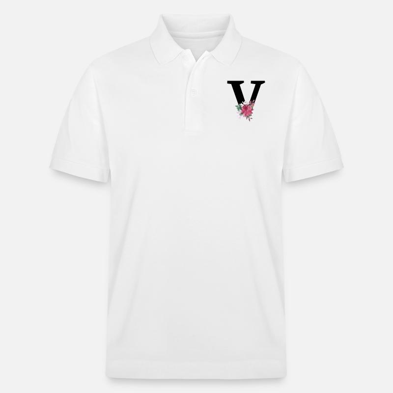 Buchstabe v blumig - Stanley/Stella Unisex Bio-Poloshirt PREPSTER - Weiß
