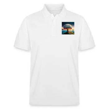 Mushroom comic - Stanley/Stella Unisex Bio-Poloshirt PREPSTER - Weiß - Vorne - Roxy (174cm) & Andy (188cm)
