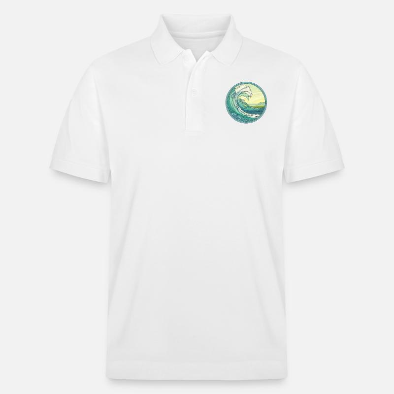 Vitrail Ocean Wave Art - Polo PREPSTER bio Stanley/Stella Unisexe - blanc