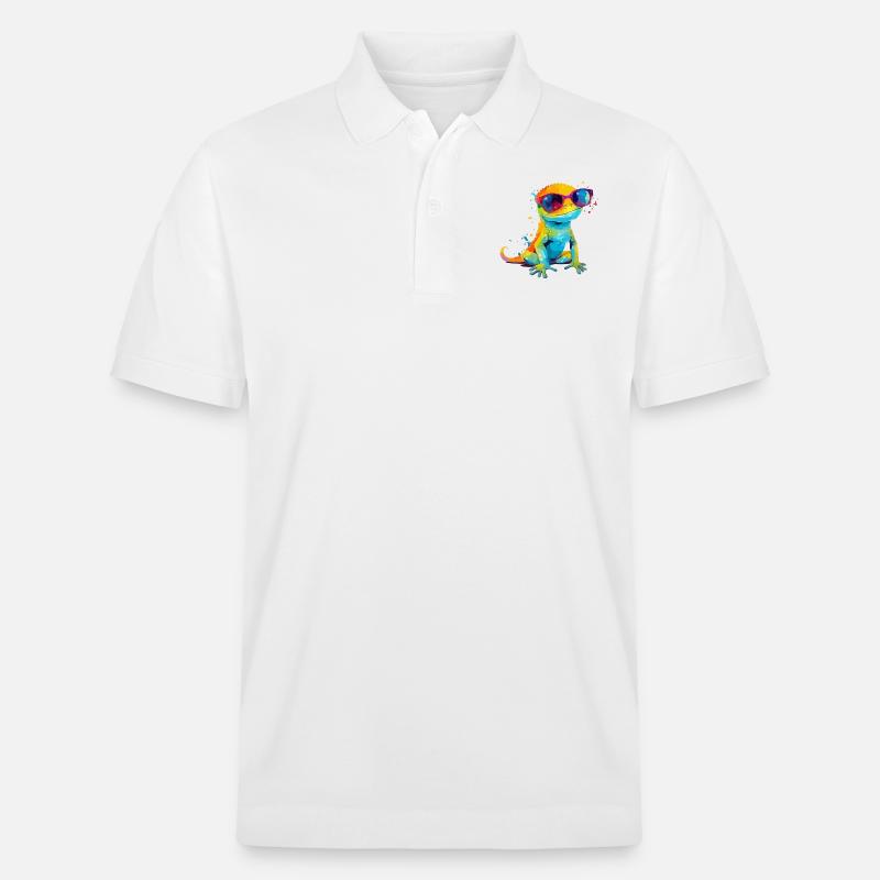 Djibril die Eidechse - Stanley/Stella Unisex Bio-Poloshirt PREPSTER - Weiß