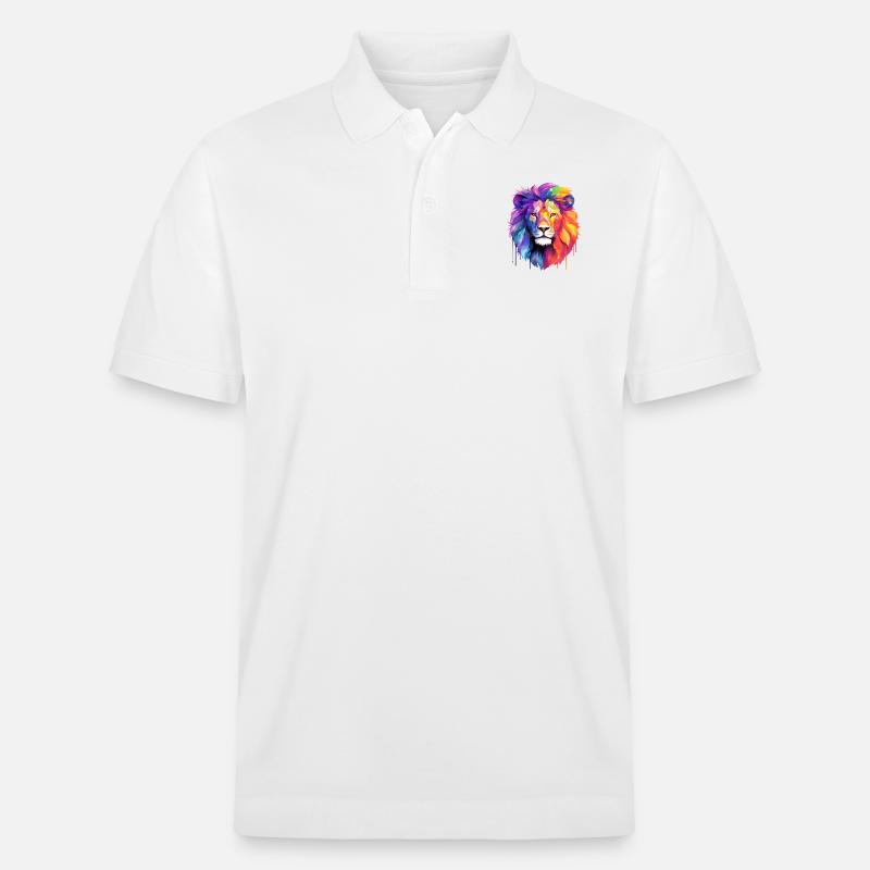 Regenbogen Löwe - Stanley/Stella Unisex Bio-Poloshirt PREPSTER - Weiß