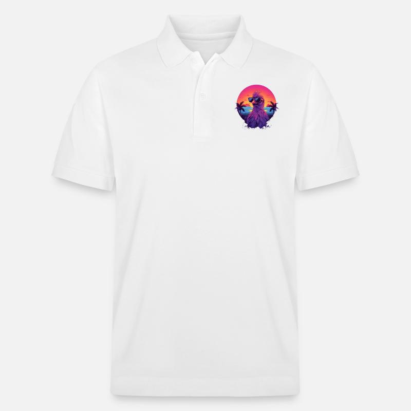 Synthwave Chicken Sunset - Polo PREPSTER bio Stanley/Stella Unisexe - blanc
