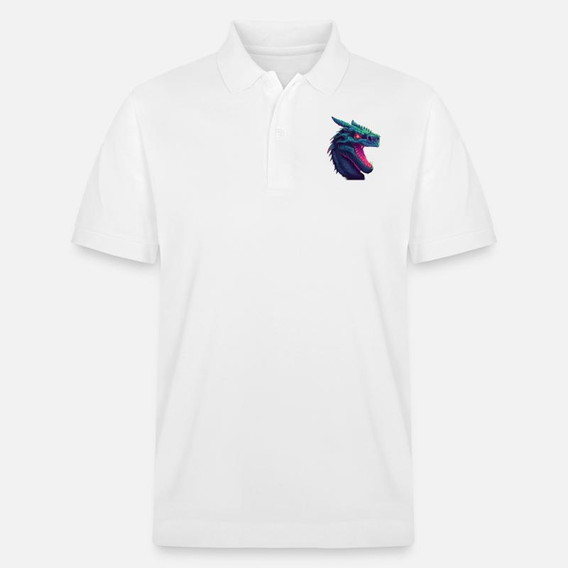 Dragonwave Ein Synthwave-Drachenabenteuer - Stanley/Stella Unisex Bio-Poloshirt PREPSTER - Weiß