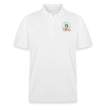 9. Jubiläum - Tiere zum neunten Jubiläum - Stanley/Stella Unisex Bio-Poloshirt PREPSTER - Weiß - Vorne - Roxy (174cm) & Andy (188cm)